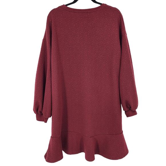 Mare Mare x Anthropologie Balloon Sleeve Crew Neck Peplum Dress Size Large - Picture 3 of 6